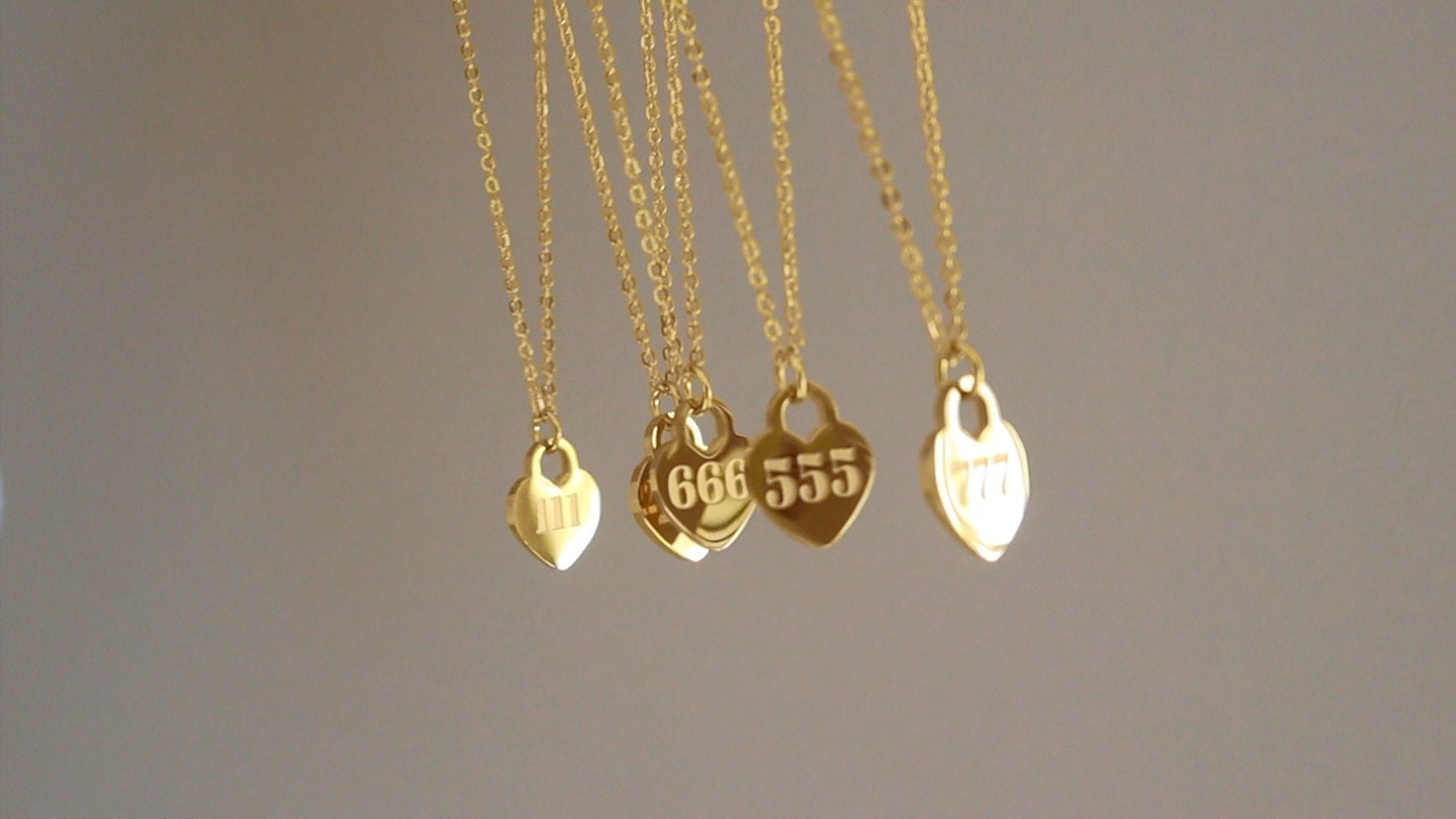 ANGEL NUMBER HEART NECKLACE